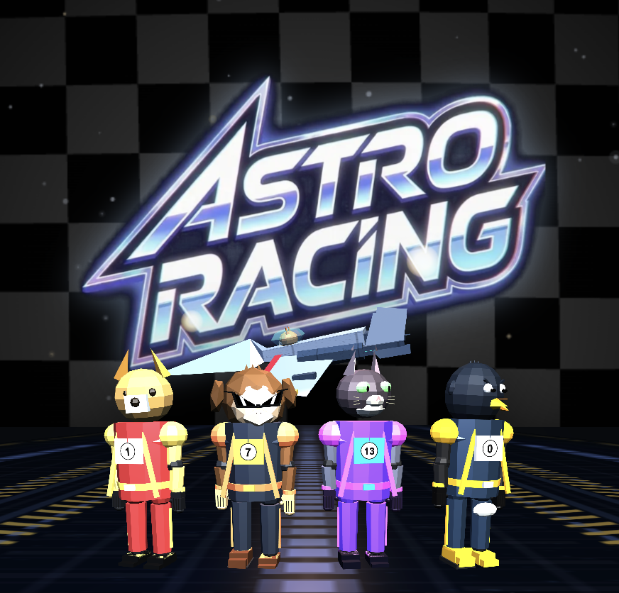 Astro Racing title screen with racers on a futuristic track